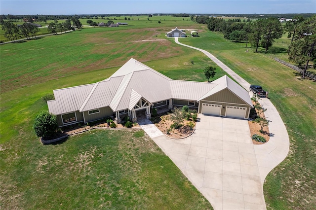 bird's eye view featuring a rural view