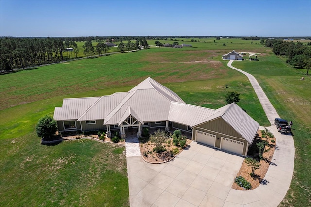 bird's eye view with a rural view