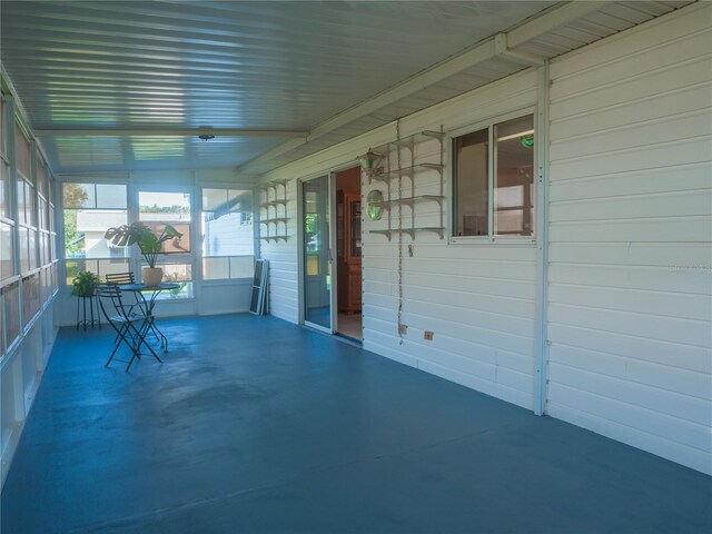 view of unfurnished sunroom