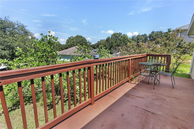 wooden balcony with a wooden deck