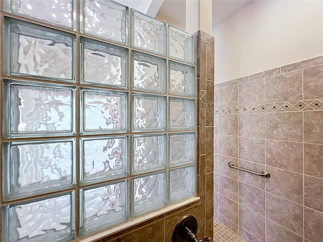 interior details with a walk in shower