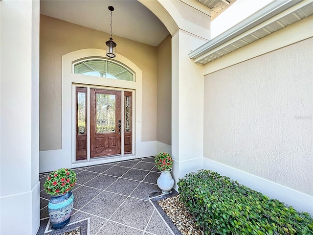 1338 Neuport Path, The Villages, FL 32163 - property entrance with stucco siding