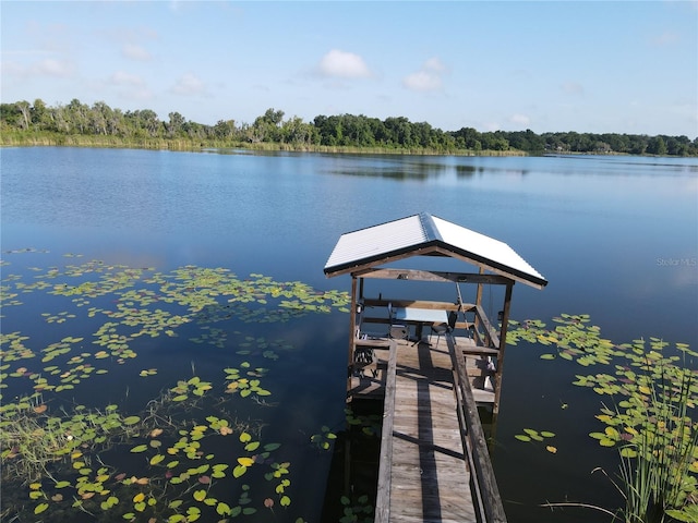 dock area featuring a water view