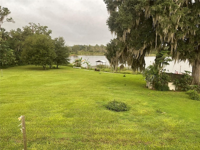 view of yard featuring a water view