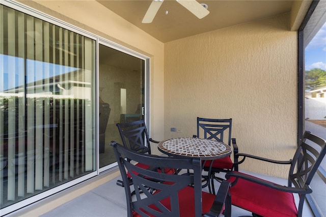 balcony with ceiling fan