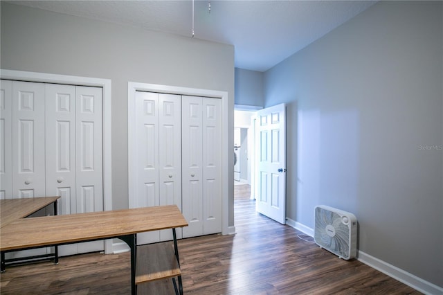 home office featuring hardwood / wood-style flooring