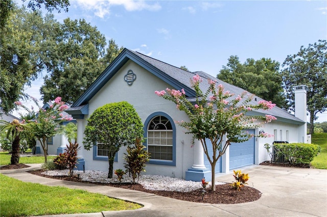 view of front of property with a garage