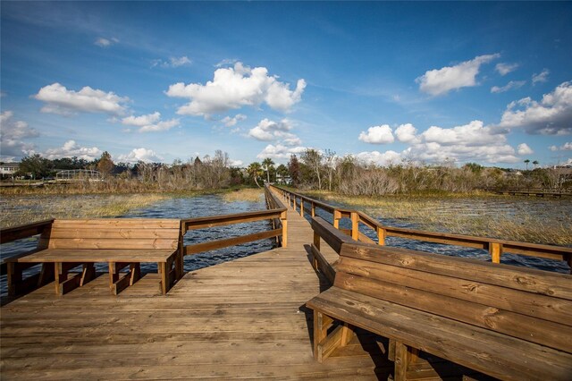 dock area featuring a water view