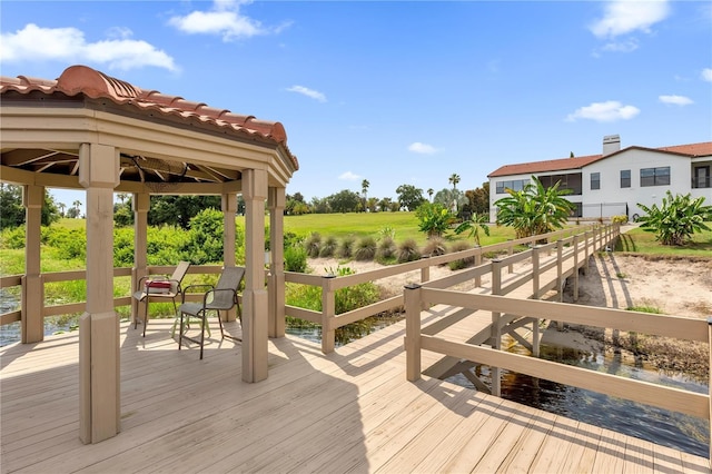 deck featuring a gazebo