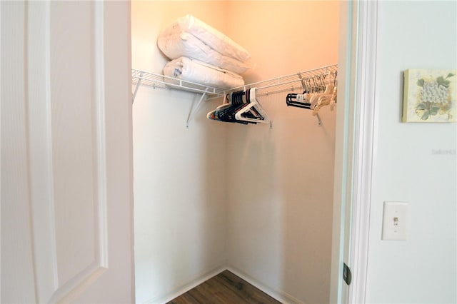 spacious closet featuring hardwood / wood-style flooring