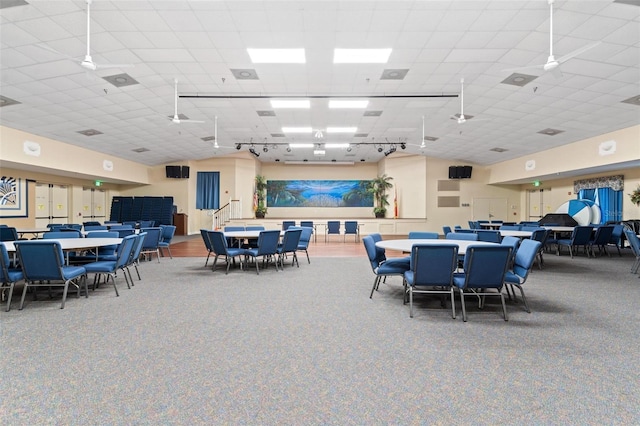 dining room with carpet floors