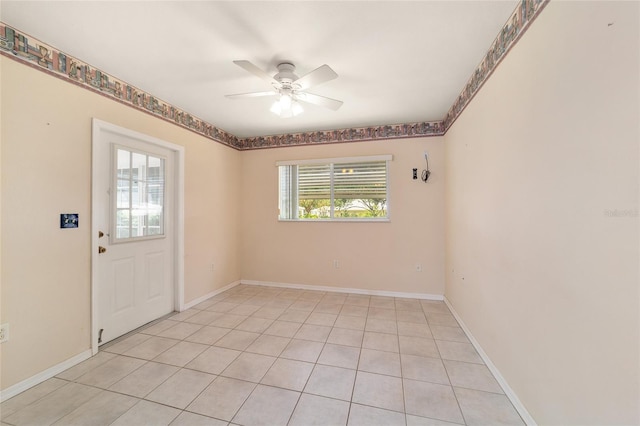 spare room featuring ceiling fan