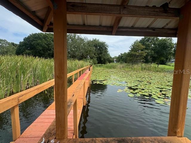 view of dock featuring a water view