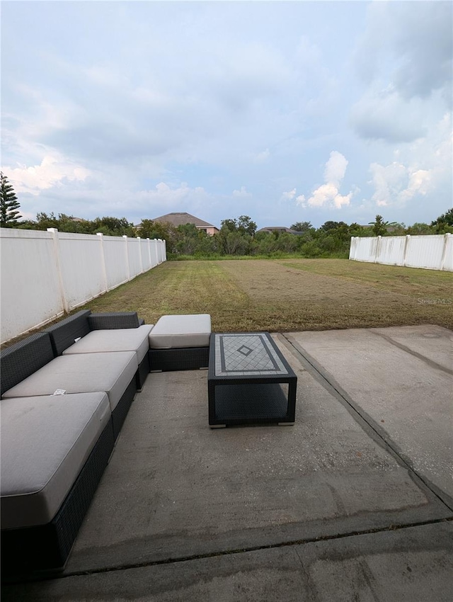 view of patio featuring an outdoor hangout area