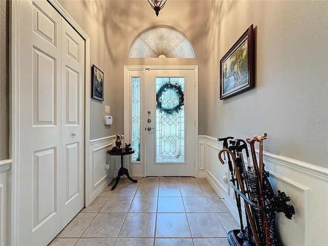 view of tiled foyer entrance