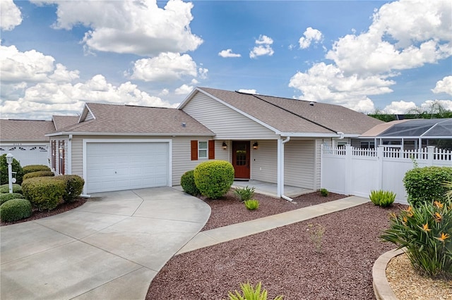 ranch-style house featuring a garage