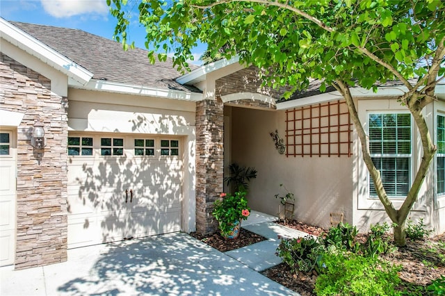 property entrance featuring a garage