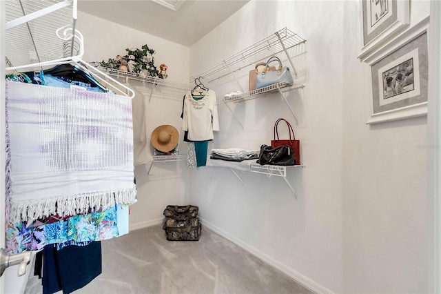 spacious closet with carpet floors