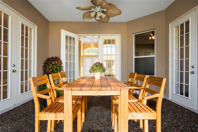 dining space with french doors