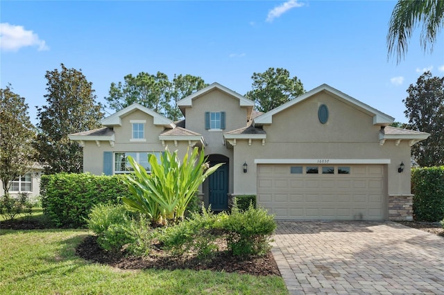 view of front of house with a garage