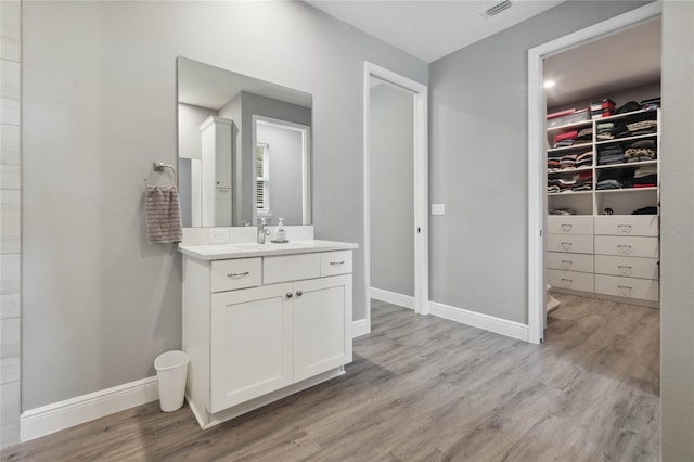 bathroom featuring wood-type flooring and vanity