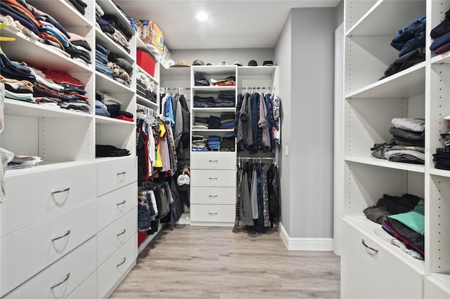 walk in closet featuring light wood-type flooring