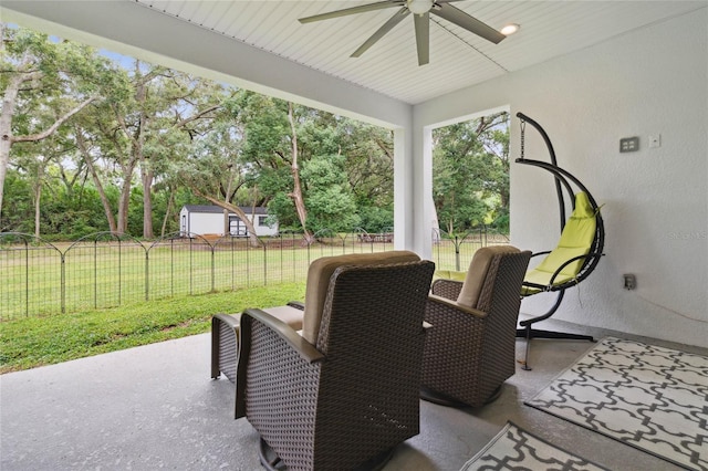 view of patio / terrace with ceiling fan