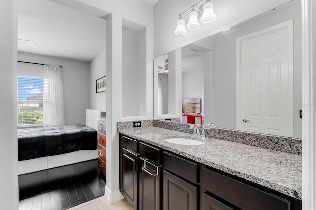 bathroom with wood-type flooring and vanity