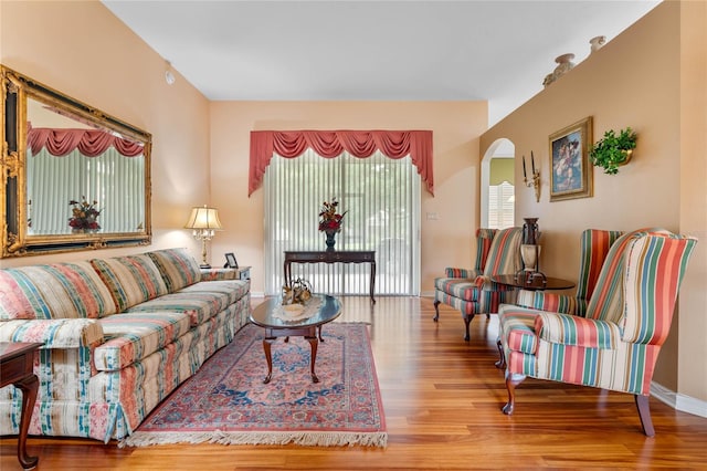 living room featuring hardwood / wood-style flooring