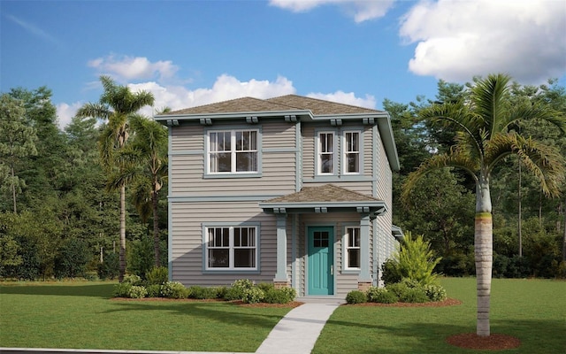 view of front facade featuring a front yard