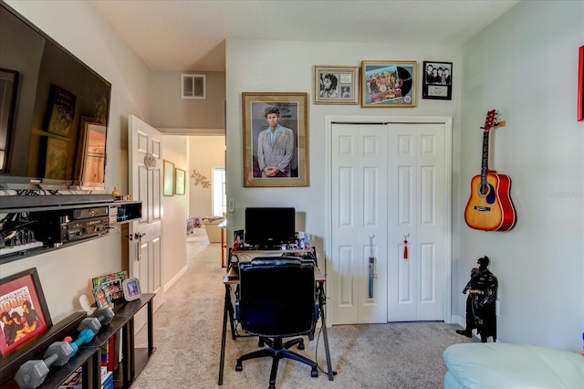 view of carpeted office space