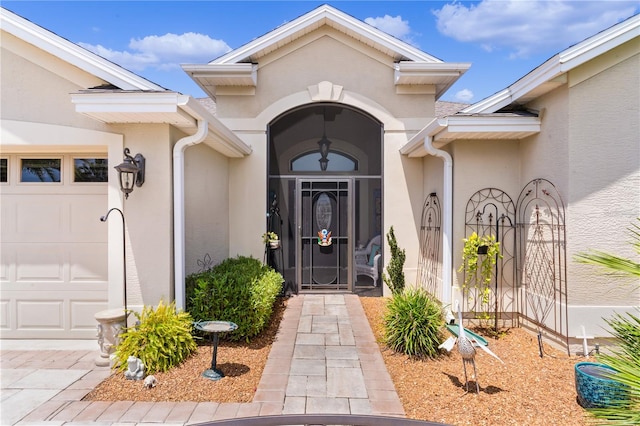 property entrance featuring a garage