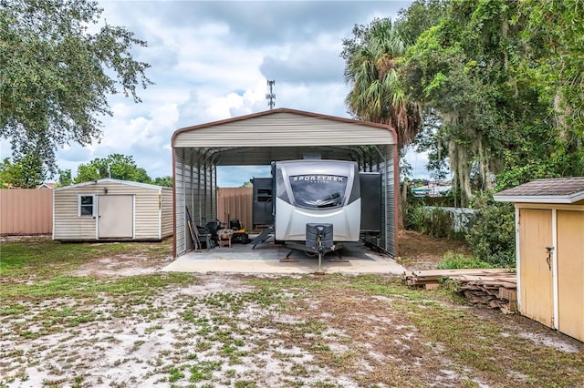 exterior space featuring a carport