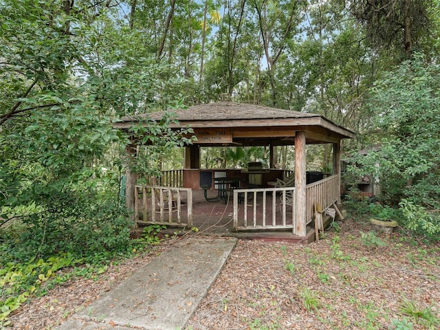 exterior space featuring a gazebo