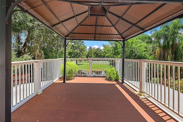 wooden terrace with a gazebo