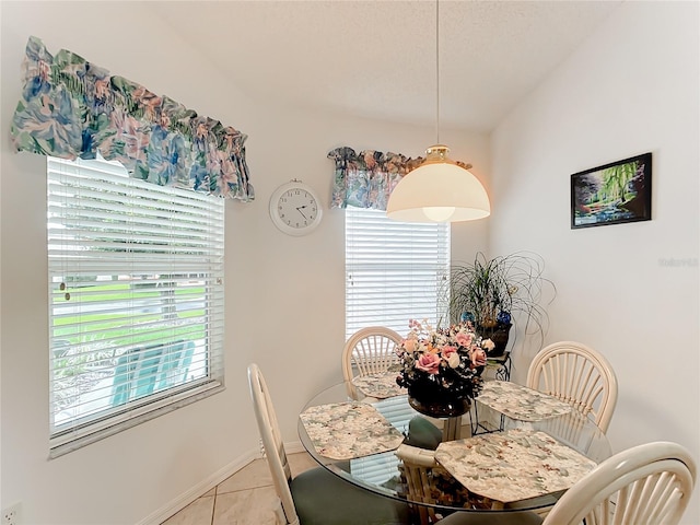 tiled dining space featuring a healthy amount of sunlight