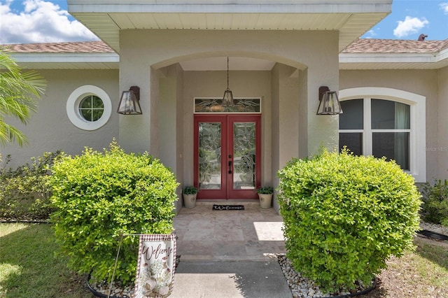 doorway to property with french doors