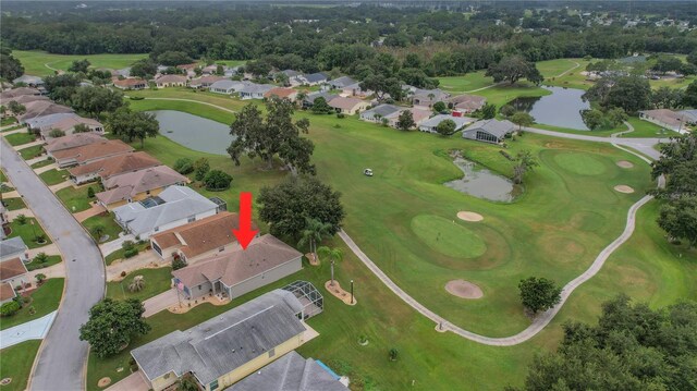 32915 Crooked Oaks Ln, Leesburg, FL 34748 - birds eye view of property featuring a water view, a residential view, and golf course view