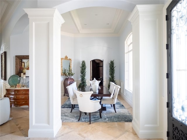 interior space with crown molding