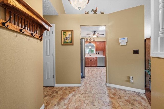 hallway with sink