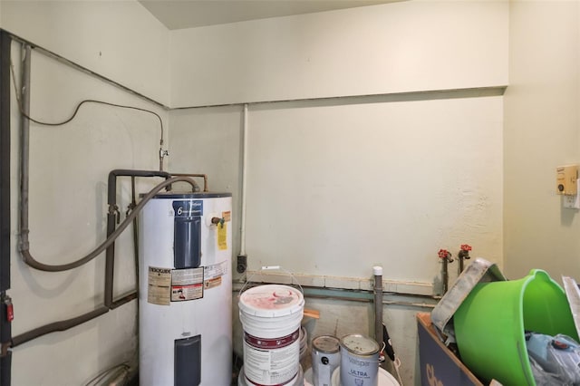 utility room featuring water heater