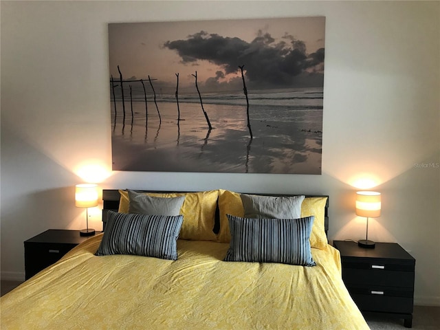 bedroom with a water view