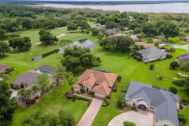 bird's eye view featuring a water view