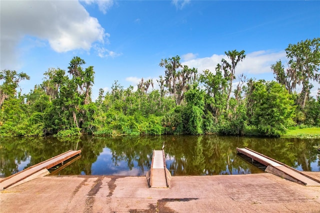 view of dock featuring a water view