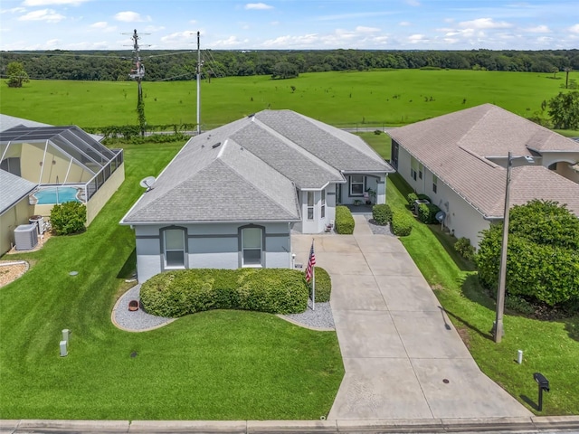 bird's eye view with a rural view