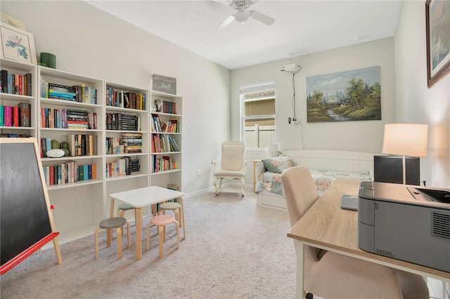 view of carpeted home office