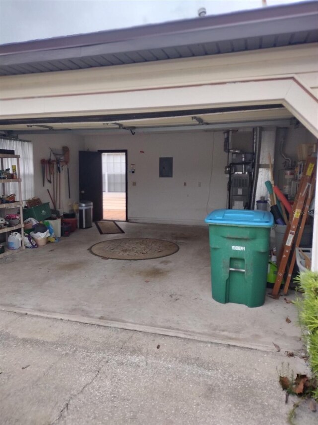 garage with electric panel