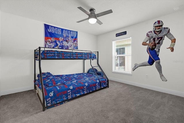 bedroom with carpet floors and ceiling fan