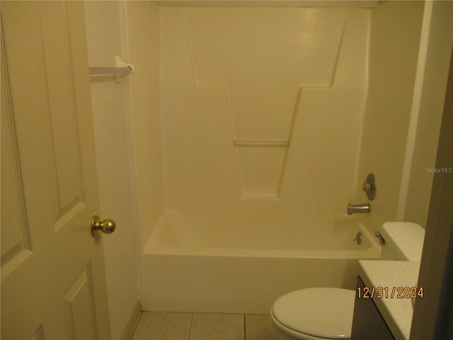 full bathroom with tile patterned flooring, vanity, toilet, and shower / bath combination