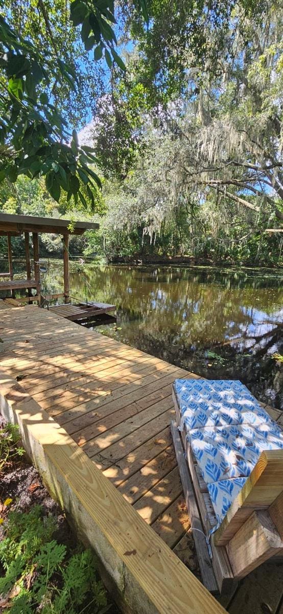 view of dock featuring a water view